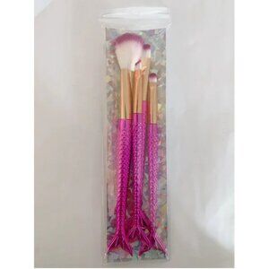 4-piece Hot Pink Metallic Mermaid Makeup Brush Set